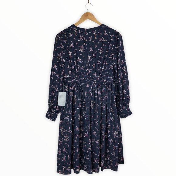Gal Meets Glam Nanette Blue Floral Fit & Flare Long Sleeve Dress NWT size 4P - Picture 9 of 13